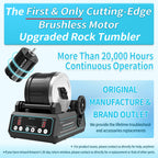 KomeStone K1 Pro Professional Cutting-Edge Brushless Motor Advanced Rock Tumbler Polisher Kit, Extra Large 2.5Lb Barrel with 3-Speed Motor 9-Day Timer, 6 Belts, Rough Gemstones, 4 Polishing Grits etc.