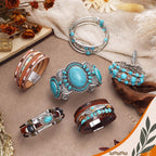 Sasylvia 6 Pcs Turquoise Bracelet for Women Leather Bracelet Western Jewelry for Women Multilayer Boho Cuff Bangle Set(Retro)
