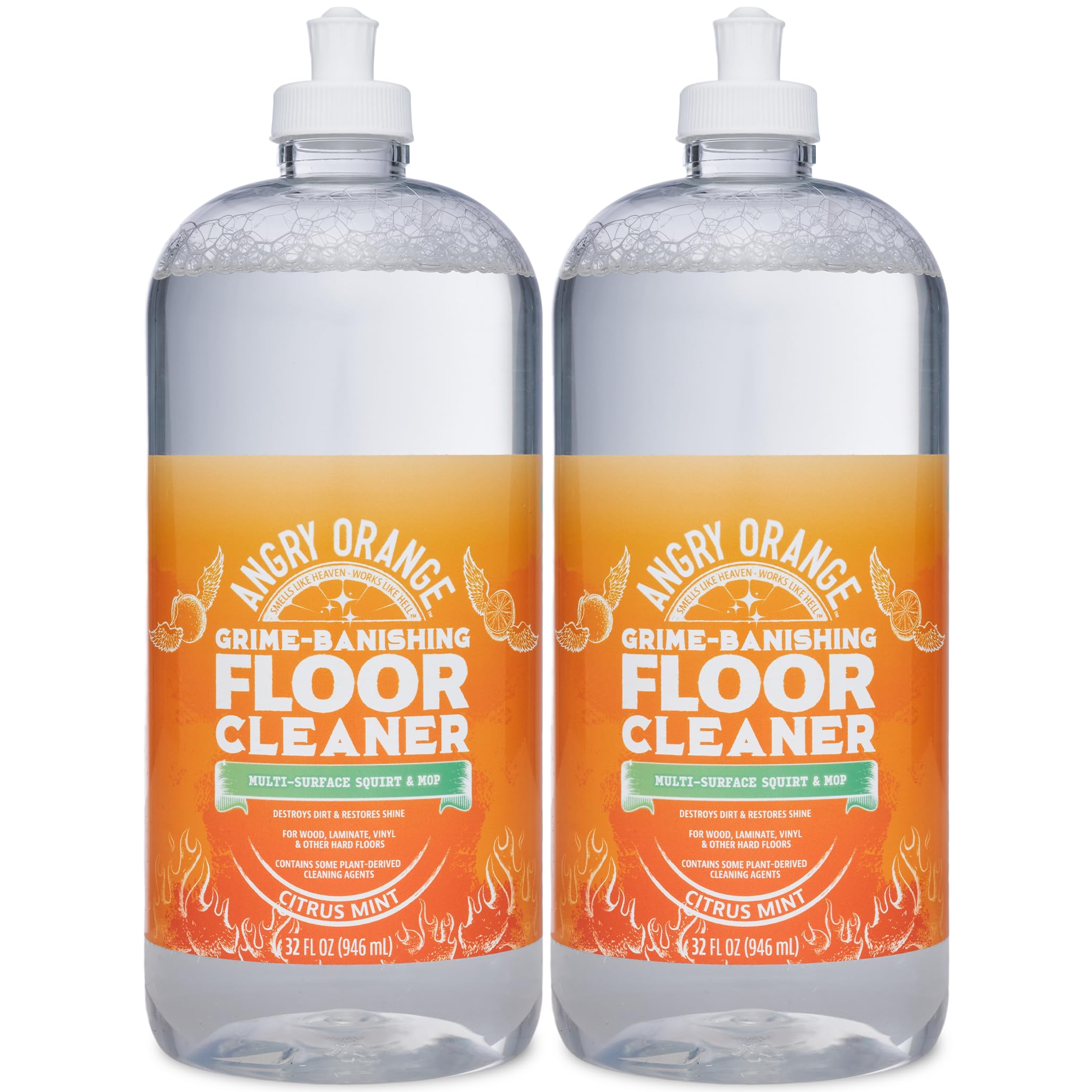 ANGRY ORANGE Spray and Go Floor Cleaner - Citrus Mint - 32 oz - Value 2 Pack