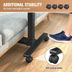 Eocnrhe Adjustable Overbed Bedside Table, Hospital Bed Table with Wheels, Portable Rolling Desk, Mobile Small Standing Desk, Rolling Laptop Stand, Computer Cart