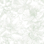 Ismoon Large Floral Peel and Stick Wallpaper Boho White and Green Contact Paper 17.3inx32.7ft Modern Wall Paper Removable Self Adhesive Vinyl Wallpaper for Bedroom Cabinet Bathroom Mural Wall Decor
