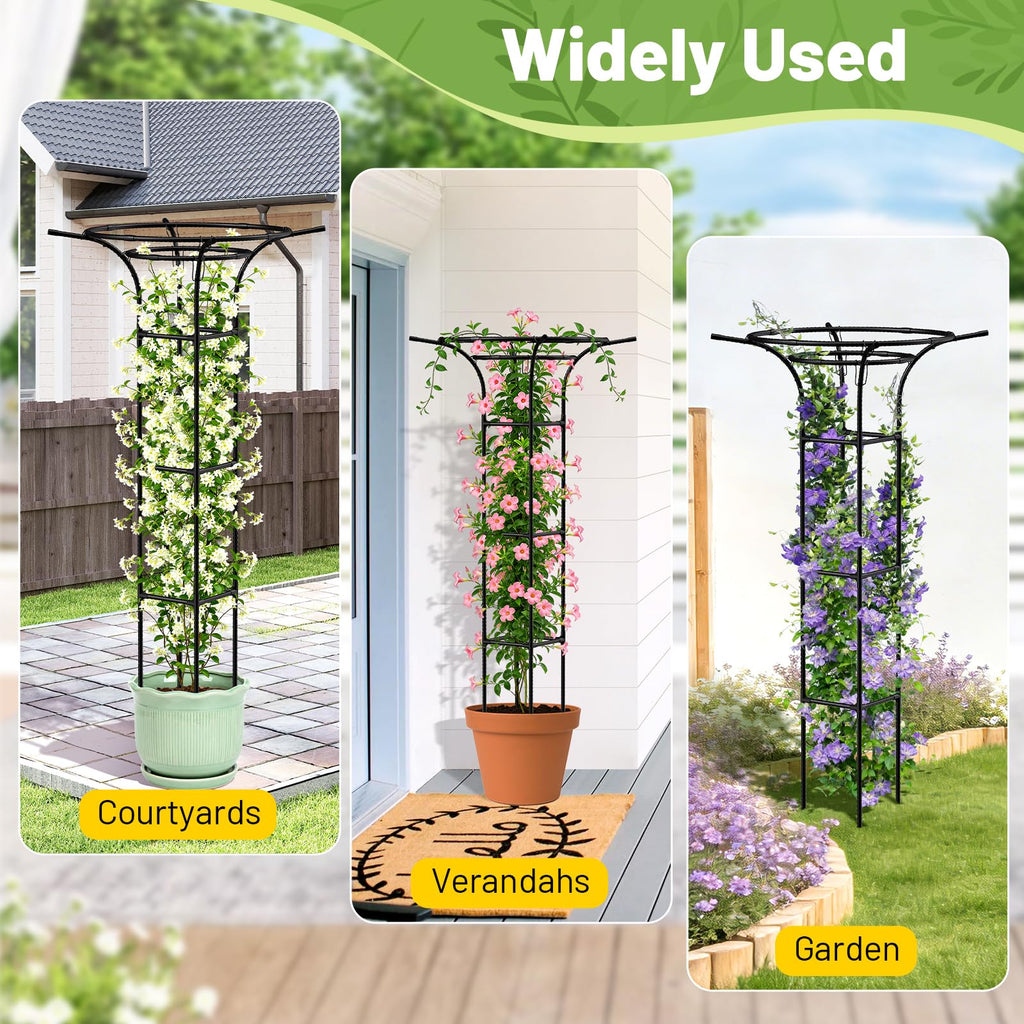 2pcs Garden Trellis for Climbing Plants Outdoor, 65 Inch Mushroom Top Trellis for Climbing Plants, Plant Trellis Support for Potted Plants Climbing Vine Rose Clematis Vegetable Trellis
