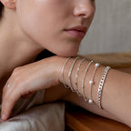 MBW Silver Bracelets for Women Trendy, Dainty 14K Silver Plated Cuban Link Chain Pearl Bracelet Silver Stackable Bracelet Stack Waterproof Tiny Cute Bracelet Set Layering Bracelet Minimalist Jewelry