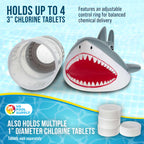 U.S. Pool Supply Open Jaws Great White Shark Floating Pool Chlorine Dispenser, Collapsible Base, Holds 3" Tablets - Scary Teeth, Fun Animal Float Floater Decoration, Adjustable Balanced Delivery, Spa
