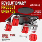 WOUOW Furniture Movers with 8 Wheels – Upgraded Dual Wheel Design, Carbon Steel Panel Heavy Duty Dolly with Lifter, Max Load 2200 LBS, More Stable & Smoother Moves