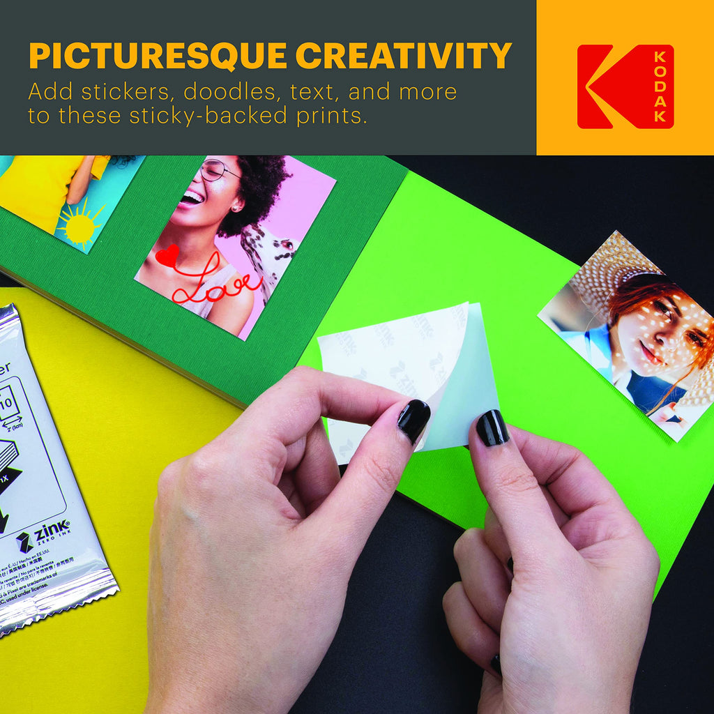 KODAK 2x3 Premium Sticky-Backed ZINK Photo Paper (50 Sheets) - Compatible With Kodak Step, Step Slim, Printomatic, Printomatic+, Smile+, Step Touch
