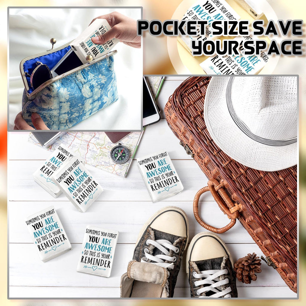Fuutreo 120 Packs Pocket Tissues Travel Packs Bulk Motivational Facial 3 Ply Inspirational Pocket Travel Tissue Small Size Paper Individual Pockets Size for Appreciation Gifts Wedding