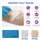ConvaTec AQUACEL Extra 4"x5" Hydrofiber Absorbant Dressing for Moderate to Highly Exuding Wounds, Non-Woven Two-Dimensional Strengthening Fibers, Rectangle, 10ct Box