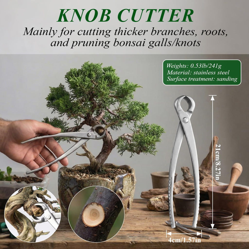 Bonsai Tools Set 3-Piece – Knob Cutter, Concave Cutter & Scissors for Trim