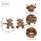 TERESA'S COLLECTIONS Garden Decor, Set of 2 Cute Highland Cows Sitting in Cart Garden Decor, Waterproof Resin Garden Statue, Highland Cows Gift, Garden Gift for Women Mom, Indoor/Outdoor
