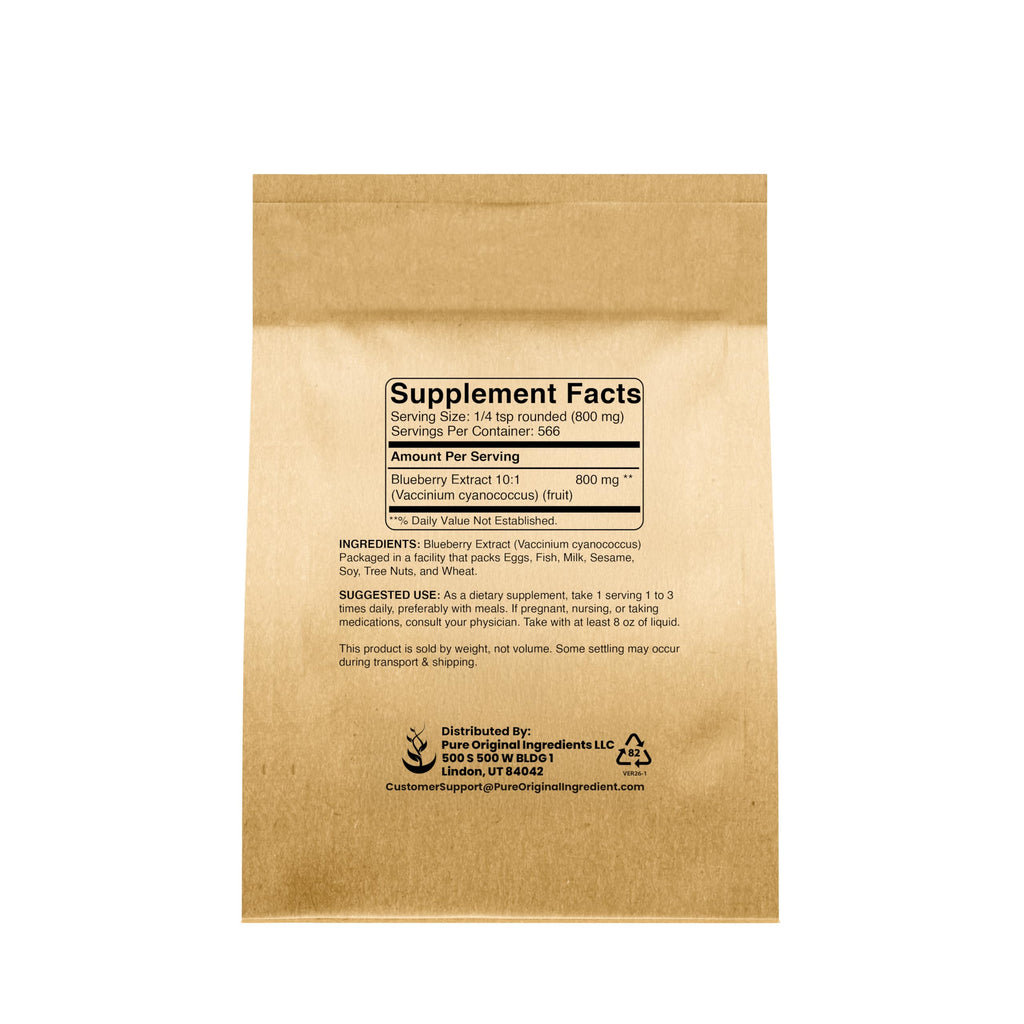 PURE ORIGINAL INGREDIENTS Blueberry Extract Powder (1 lb) Pure Herbal Supplement Extract Powder