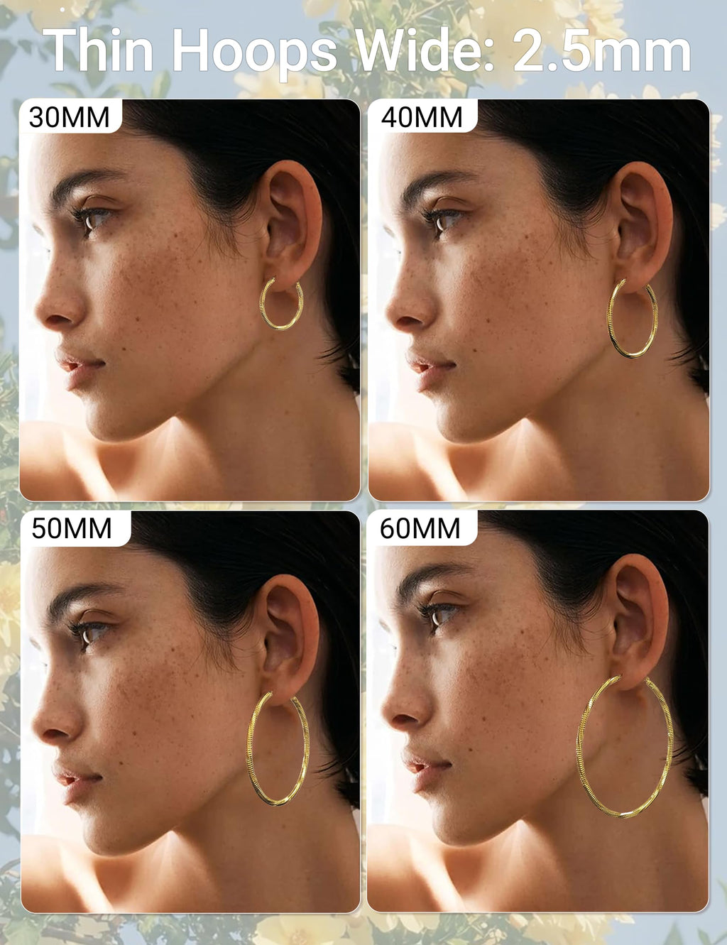 Geveay Gold Hoop Earrings for Women Trendy Hypoallergenic Lightweight Large Big Thin Twisted 14K Gold Hoop Earrings 50MM