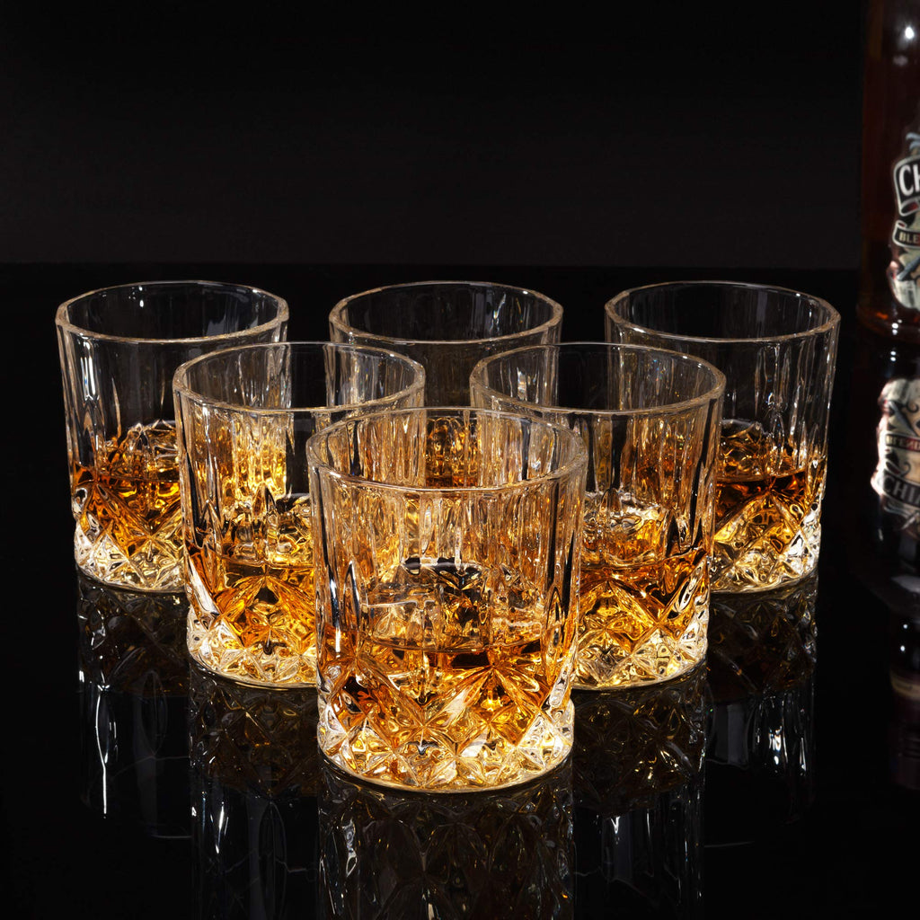 KANARS Whiskey Glasses Set of 6 with Elegant Gift Box for Liquor Scotch Rum