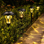 GIGALUMI 6 Pack Solar Pathway Lights Outdoor, Metal Glass & ABS Solar Landscape Lights Waterproof IP65, Warm White Solar Powered Garden Lights for Yard Patio Walkway Driveway (Black)