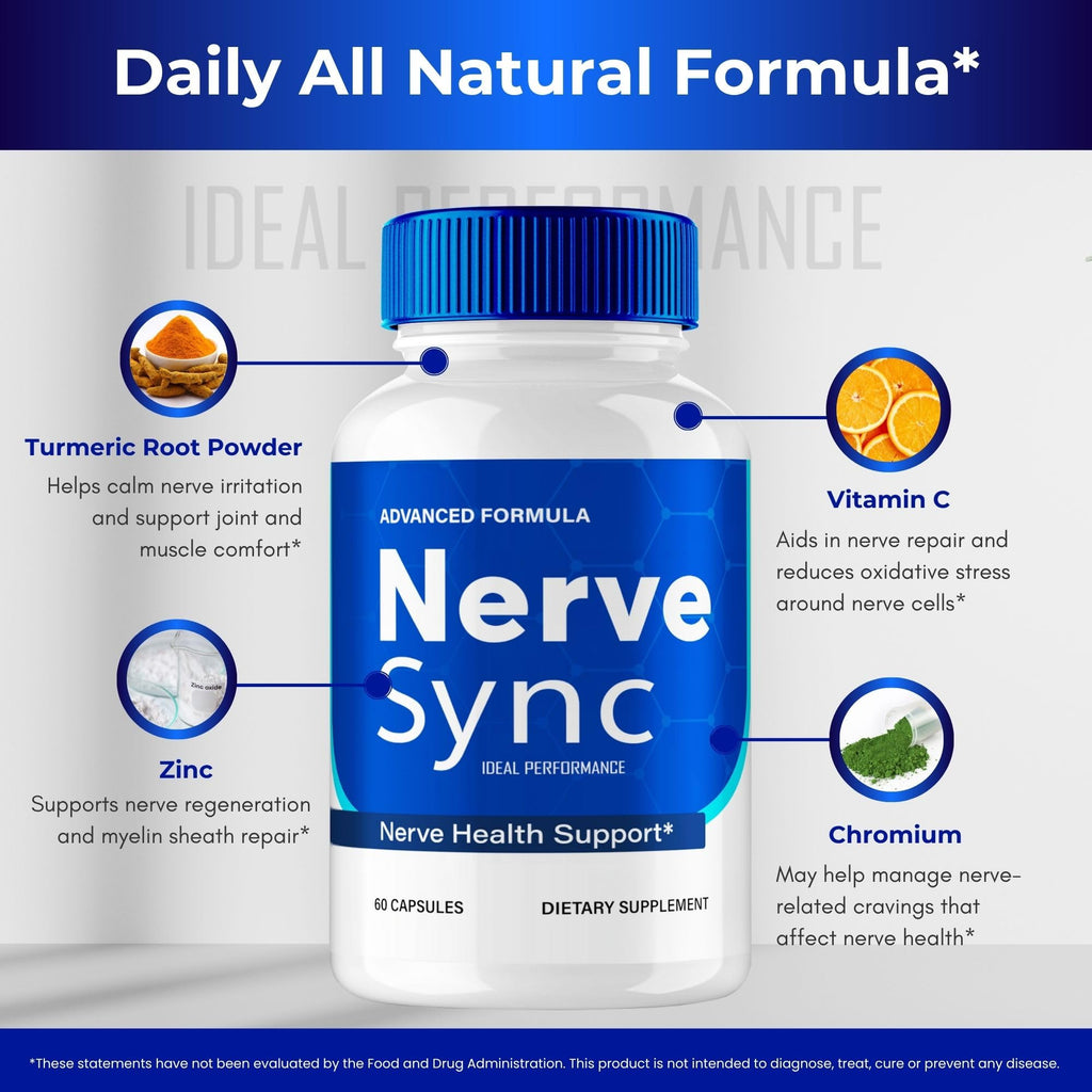 Nerve Sync Capsules, Official Nerve Sync Advanced Nerve Health Supplement Pills - Maximum Strength, All Natural Healthy Circulation & Stable Levels, NerveSync Support Reviews (3 Pack)