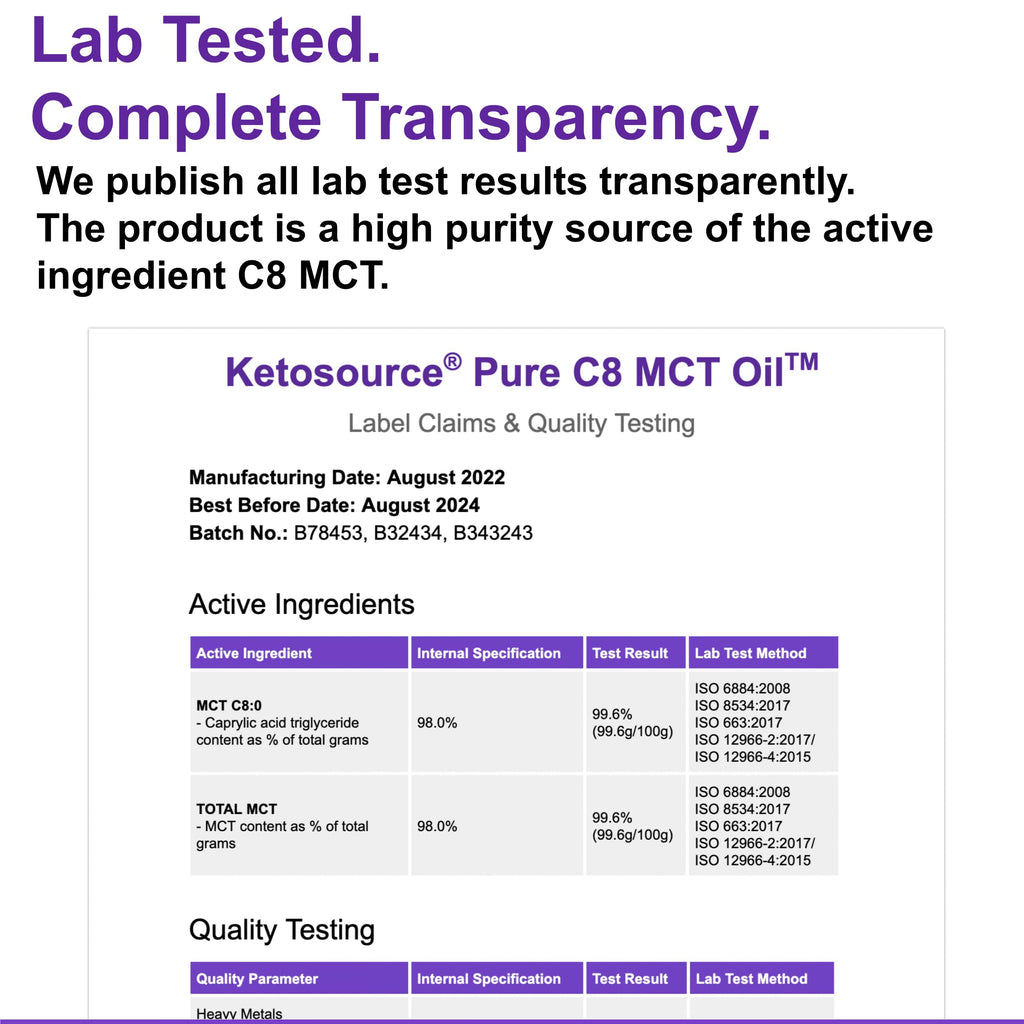 Pure C8 MCT Oil | Boosts Ketones 4X Versus Other MCTs | Supports Keto & Fasting | Highest 99%+ Purity | 100% Coconut Sourced | Vegan Safe & Gluten Free | Premium Lab Tested Purity | 100ml Ketosource®