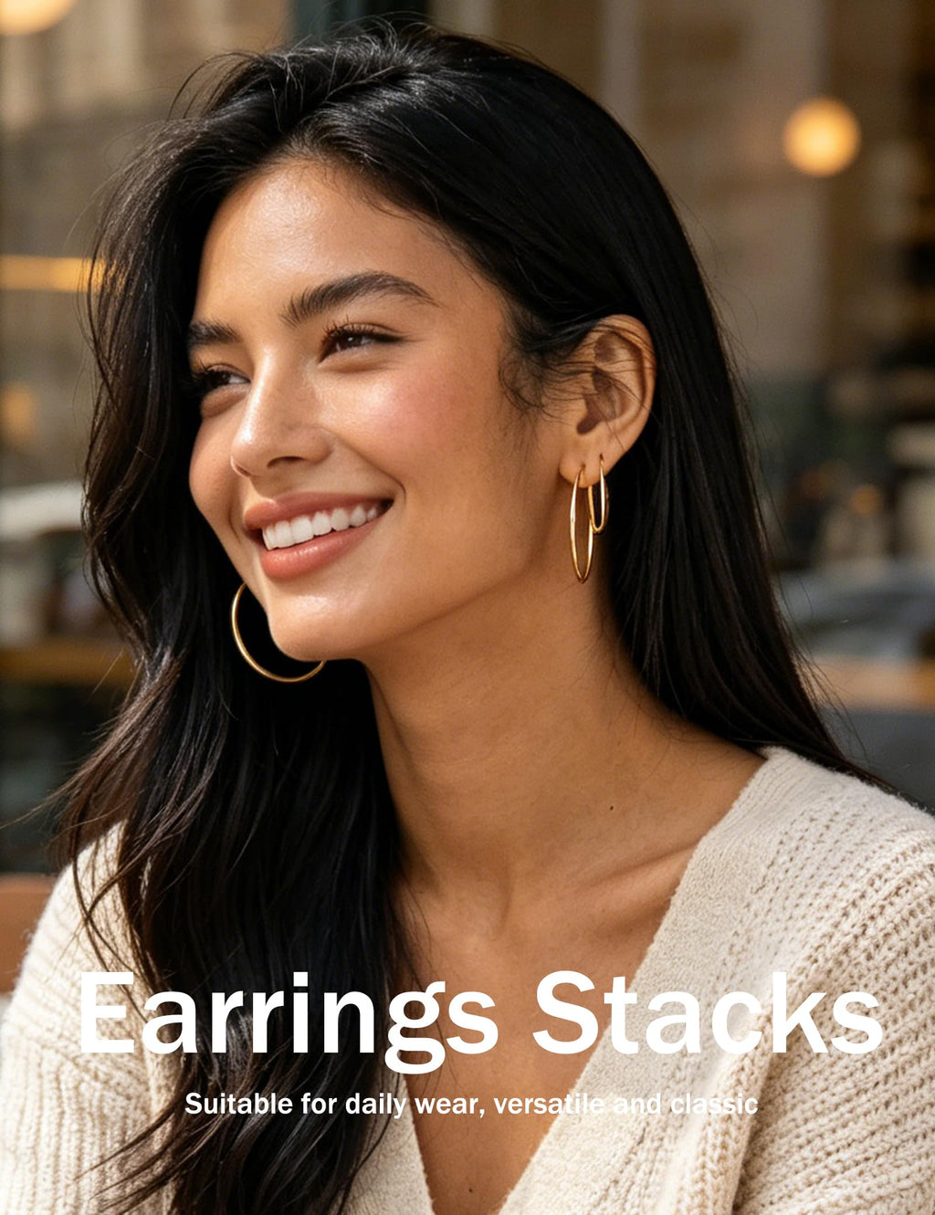 Gold Hoop Earrings Set for Women, 24 Pairs Chunky Open Hoop Set