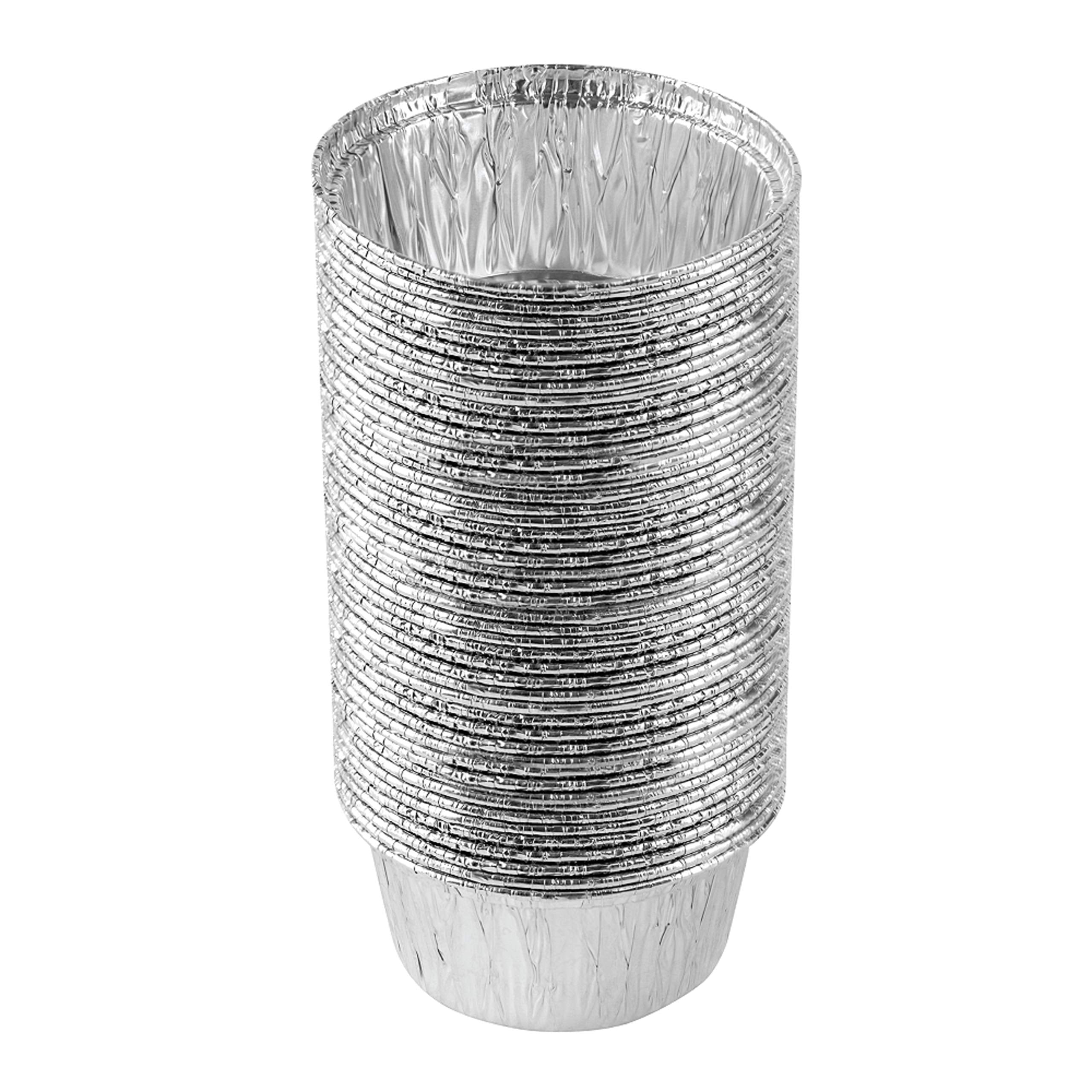 PLASTICPRO 3.5'' Inch Round Ramekins Muffin Cups Tin Foil Cupcake Pans Disposable Aluminum, Freezer & Oven Safe Pack of 100