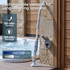 Handheld Spa Hot Tub Vacuum, Cordless Spa Vacuum Cleaner with 2 Brush Heads and Telescopic Pole, Up to 3 Hours of Runtime, Rechargeable Small Pool Vacuum for Above Ground Pool Inground Pools Hot Tubs