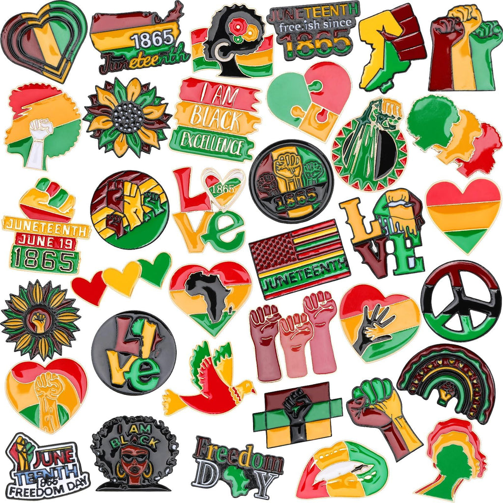 DTOFOOT 36Pcs Juneteenth Freedom Day Enamel Pins for Clothes Bag Hat Decor