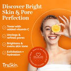 TruSkin BHA Liquid Exfoliant & Toner for Face - Triple Acid AHA BHA PHA Exfoliator with Salicylic, Glycolic Acid & Vitamin C - Improves Look of Tone & Texture, Unclogs Pores, 4.2 fl oz