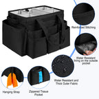 ZIOZERTT Large Rolling Cleaning Caddy Bag with Detachable Trolley,Cleaning Cart on Wheels with Shoulder Strap,Cleaning Supplies Organizer for Housekeepers,Black