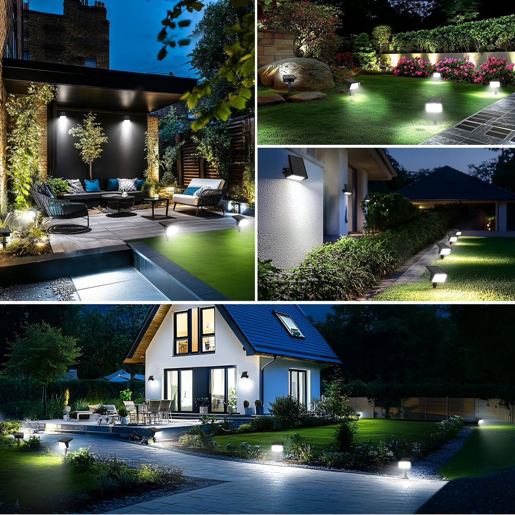 LAMKEEP Solar Spot Lights Outdoor with 60 LED & Auto On/Off, 2 Pack Solar Lights Outdoor Waterproof IP68 with 3 Lighting Modes, 2-in-1 Solars Landscape Light for Outside, Garden, Yard(Cool White)