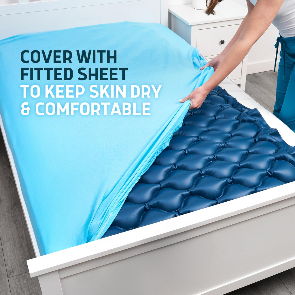 Lunderg Alternating Air Pressure Mattress Pad with Static Mode - Comfortable Bed Sore Prevention - Includes Waterproof Mattress Topper for Hospital Bed or Home & Quiet Pump - Recommended by Doctors