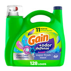 Gain + Odor Defense Liquid Laundry Detergent, Super Fresh Blast Scent, 184 fl oz, 128 Loads, HE Compatible