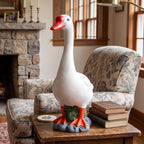 RiKoDaM Large Porch Goose Statue,Resin Front Porch Goose Decor,20In,White