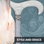 Graceful Lace Designer Adjustable Cane w/Rhinestone Collar
