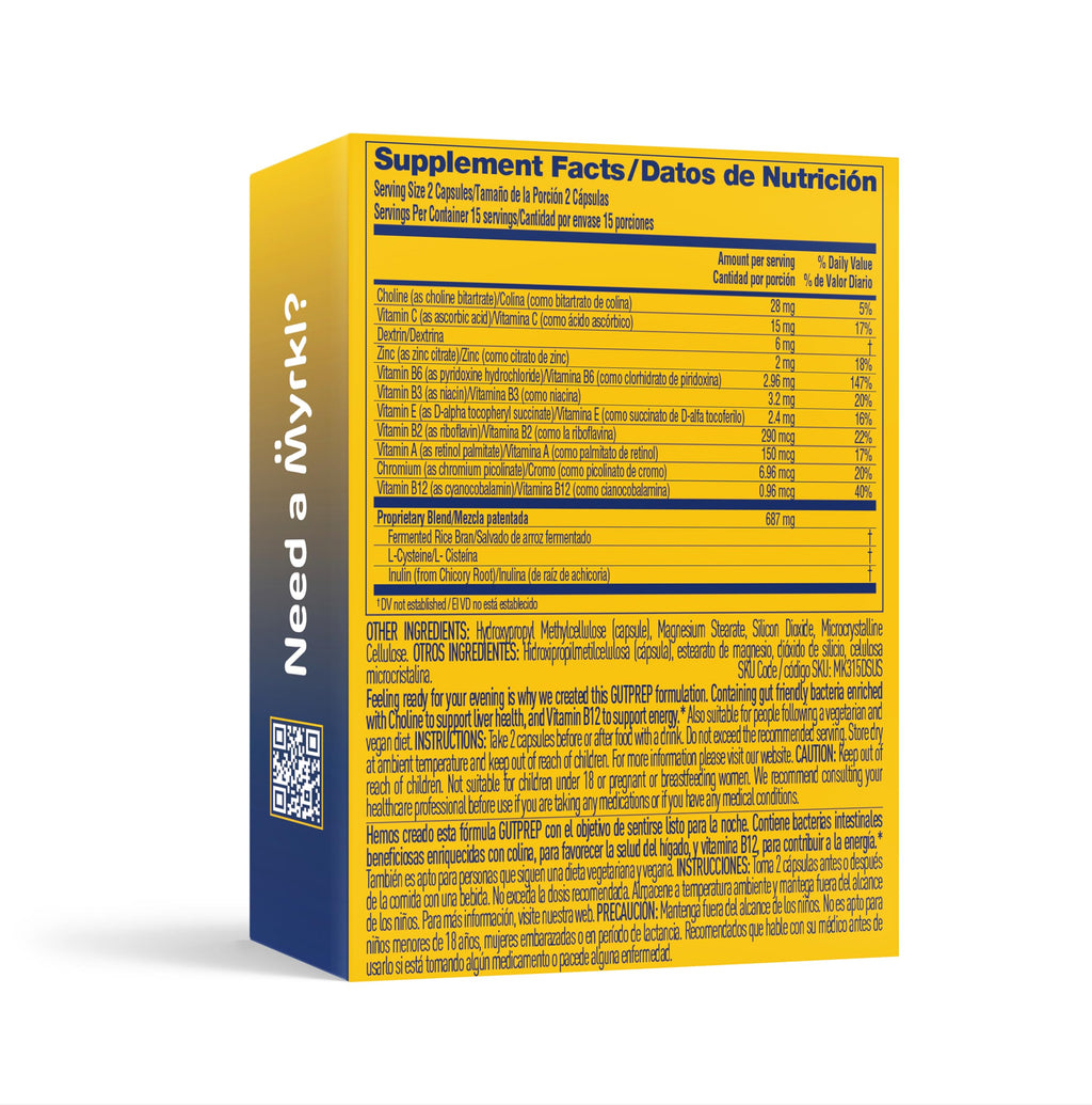 Myrkl Unique Pre-Drinking Supplement for Liver Health Support, Helps Morning Energy with High-Performing Probiotic, L Cysteine & Vitamin B12, Social Evening