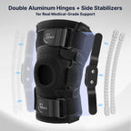Fit Geno Hinged Knee Brace for Meniscus Tear: Adjustable Support for Knee Pain w/Built-in Side Stabilizers & Removable Metal Hinges for ACL MCL Injury or Surgery Recovery - Men and Women
