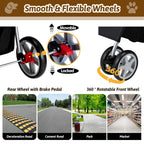 Azaeahom Pet Stroller, 4 Wheels Pet Strolling Cart for Medium/Small Dogs and Cats, Foldable Cat Jogger/Dog Stroller with Cup Holder, Storage Basket, Breathable Mesh, All-Season Pet Carrier, Black