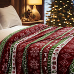 PHF Printed Fleece Blanket Queen Size, No Shed No Pilling Ultra Soft Plush Cozy Xmas Prints Theme Home D��cor Flannel Blanket for Bed, Sofa, Couch and Gift, 90" x 90", Retro Christmas