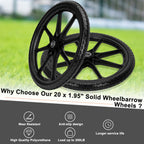 Upgraded 20" Flat Free Wheels for rubbermaid Wheelbarrow Tires