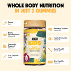 JUGO Kids Daily + SUPERFOODS Multivitamin Gummies for Picky Eaters with Super Greens & Super Fruits, Vitamin C, A, and Zinc Supplements with Biotin, Gluten-Free, Non-GMO, 50 Count