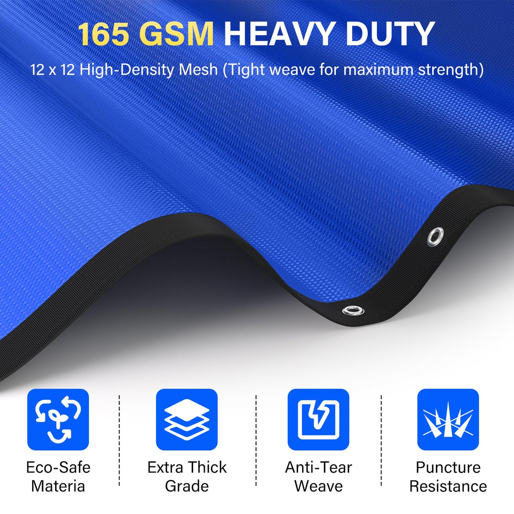 REGMICS 24FT Round Pool Liner Pad for Above Ground Pools, 165 GSM Thickened Puncture-Resistant Under Mat (25FT Actual), Heavy-Duty Underlayment with Metal Grommets
