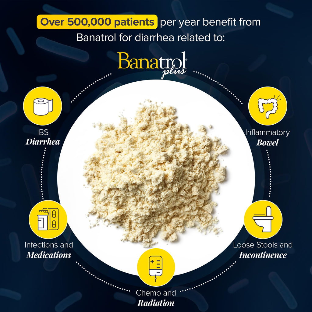 Medtrition Banatrol® Natural Anti-Diarrheal with Prebiotics, Relief from Chronic Diarrhea, IBS, Recurring Diarrhea, Clinically Supported Medical Food, Non-Constipating, 90 Servings (Banana)