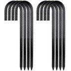 Garden Stakes Galvanized Steel, 12IN J Hook Ground Anchors Heavy Duty Rebar Stakes for Outdoor Decorations, Tent, Fencing and Landscape 8 Pack