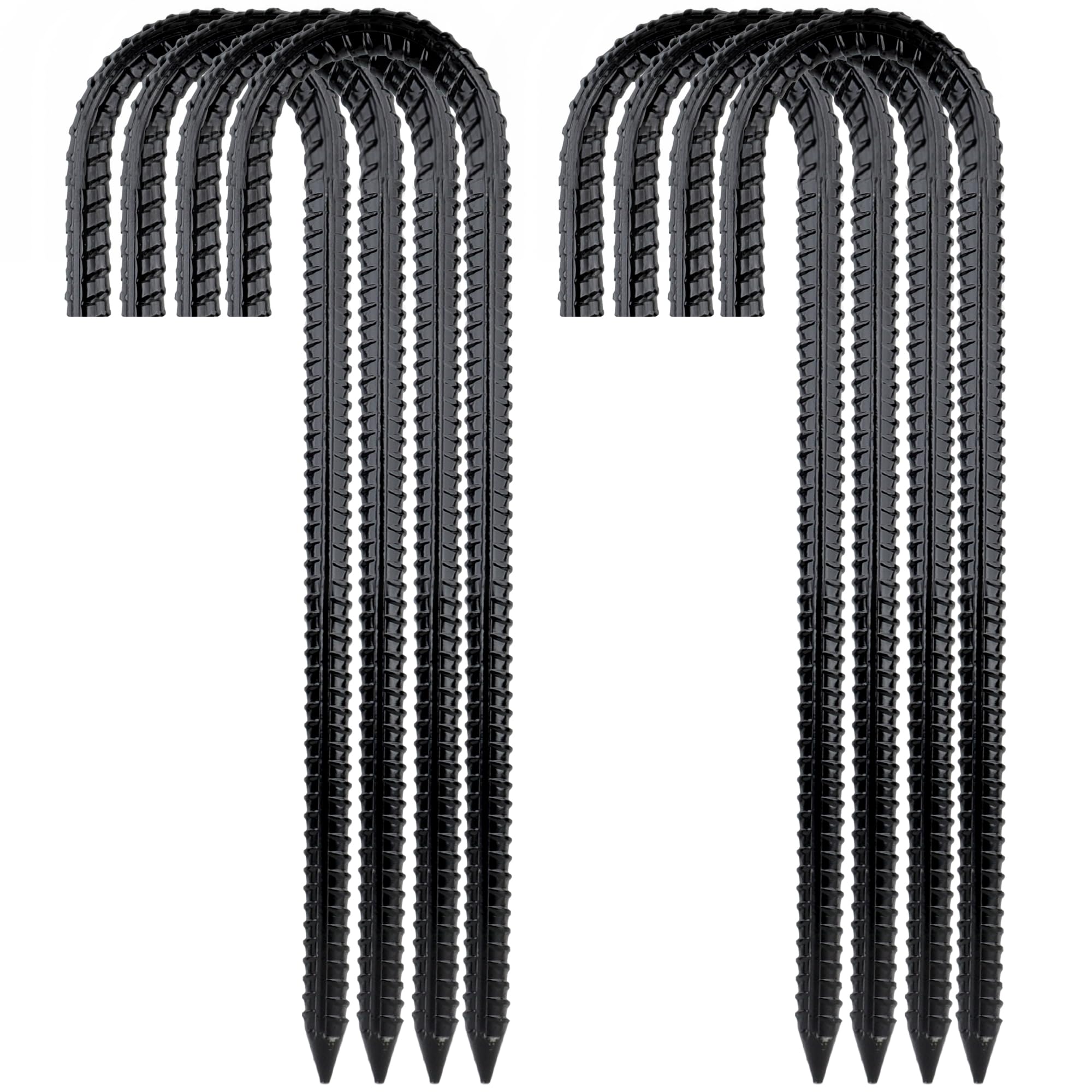 Garden Stakes Galvanized Steel, 12IN J Hook Ground Anchors Heavy Duty Rebar Stakes for Outdoor Decorations, Tent, Fencing and Landscape 8 Pack