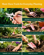 Grenebo 12-Piece Gardening Tool Set, Heavy-Duty Garden Tools for Women