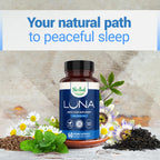 Nested Naturals Luna Melatonin-Free Sleep Supplement - Non-Habit Forming Herbal Sleep Supplement, Adult Bedtime Support, Help Sleeping w/Chamomile, Valerian, L-Theanine - 60 Vegan Capsules
