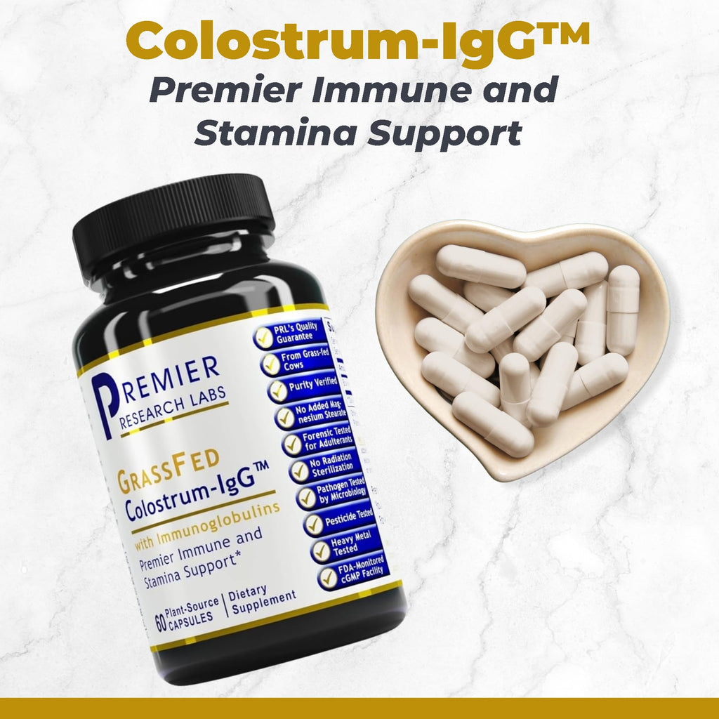 Premier Research Labs Colostrum-IgG - Colostrum Supplement, Bovine Colostrum for Humans, Cow Colostrum for Immune Health, Superfood with Lactoferrin, Amino Acids, Nucleotides - 60 Capsules