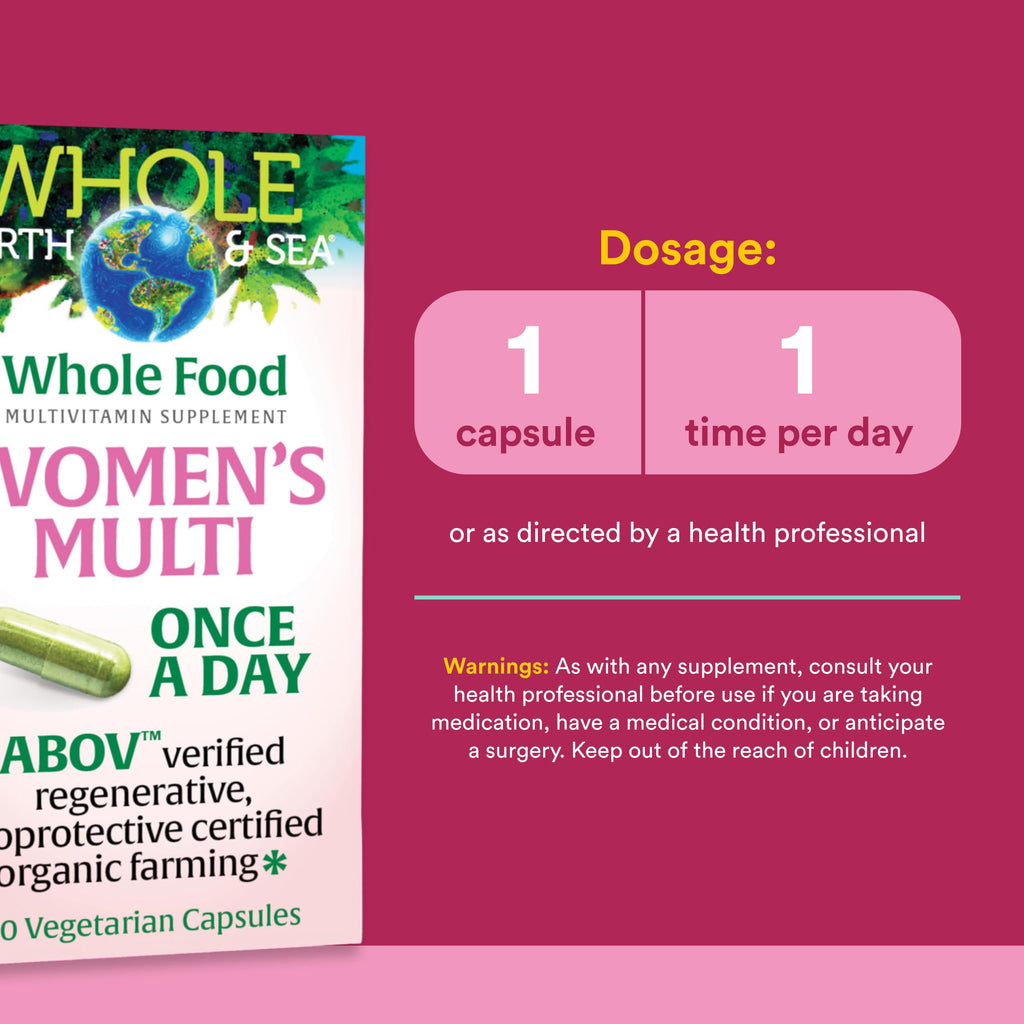 Natural Factors Whole Earth & SEA Women's Once A Day MULTIVITAMIN & Mineral, 60 Vegetarian Capsules