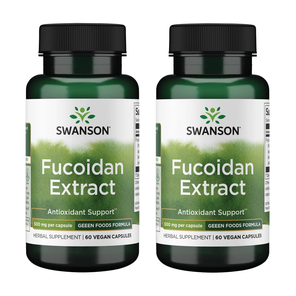 Swanson Maximum Strength Fucoidan Extract Immune Support Supplement for Adults Seeking Natural Immune Defense from Brown Seaweed - 500 mg (60 Vegan Capsules, 2 Pack)