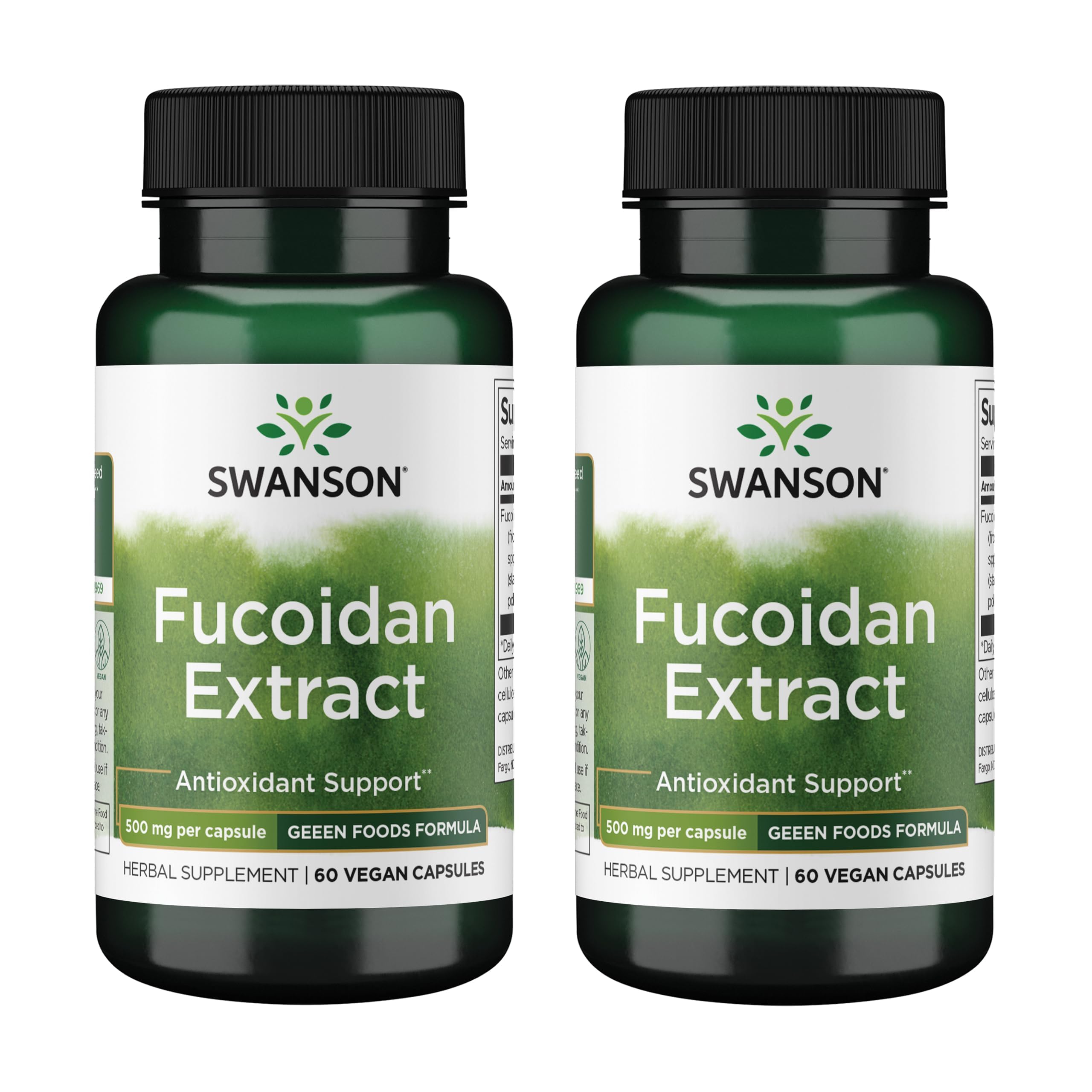 Swanson Maximum Strength Fucoidan Extract Immune Support Supplement for Adults Seeking Natural Immune Defense from Brown Seaweed - 500 mg (60 Vegan Capsules, 2 Pack)