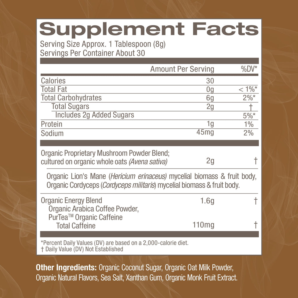 OM MUSHROOM SUPERFOOD Coffee Latte Blend – Functional Mushroom Powder with Lion’s Mane, Cordyceps, Reishi & Chaga – Energy, Focus & Mental Clarity Support – 8.47 oz Canister (30 Servings)