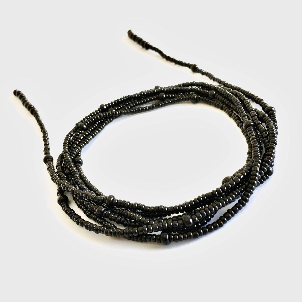 Wrapped Necklace, Black Seed Bead Jewelry, Long Layered Necklace, Tie chokier, Boho Wrapped Choker, Lariat Necklace, Christmas Gift Women