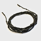 Wrapped Necklace, Black Seed Bead Jewelry, Long Layered Necklace, Tie chokier, Boho Wrapped Choker, Lariat Necklace, Christmas Gift Women